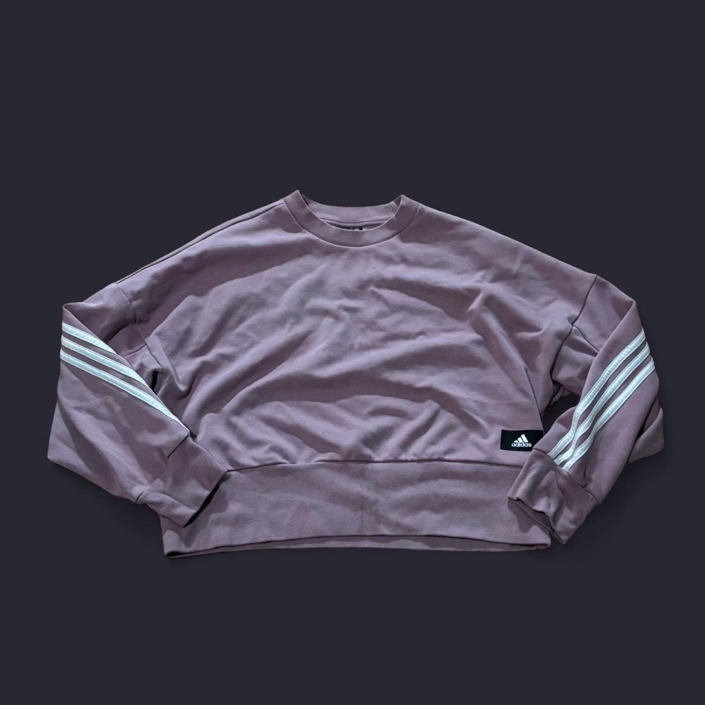 Adidas Women's Dusty Purple Sweatshirt with White Stripes